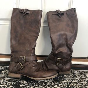 Carlos Adjustable Calf Brown Riding Boots